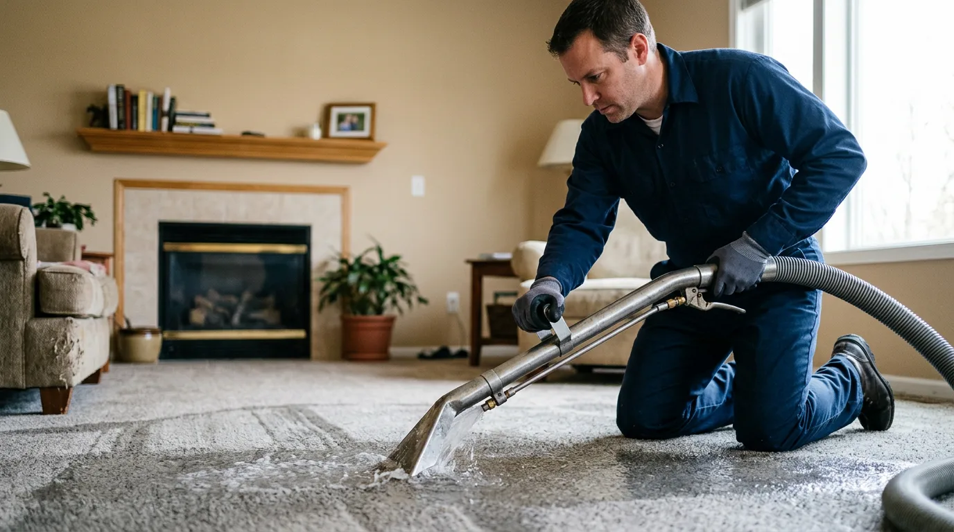 Water damage restoration technician working near Leo, IN